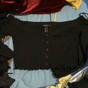 Long Sleve Off the shoulder Crop Top